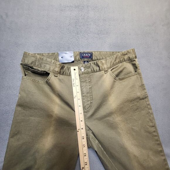 NWT Chaps Denim Pants Womans 12 Green Straight Leg Stretch Distressed - Picture 6 of 10